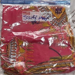 Fuahia pink African print Head Scarf and mask set